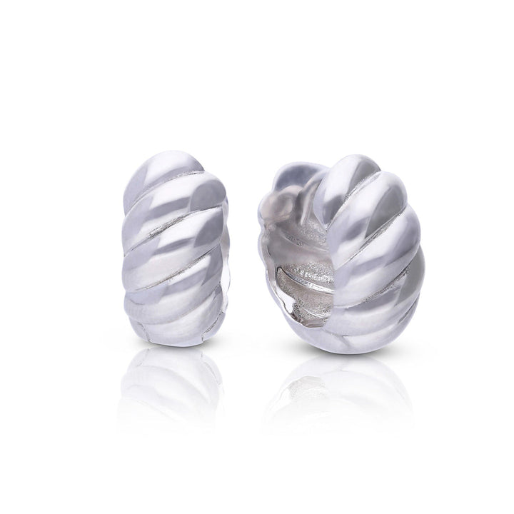 Diamonfire Plain Ridged Hoop Earrings