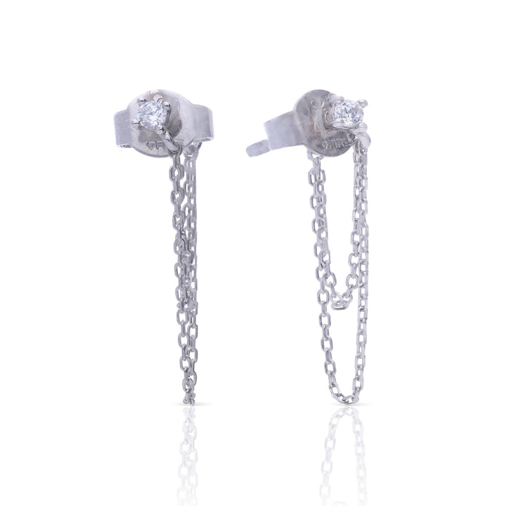 Diamonfire Stud Earrings with Double Chain Drop