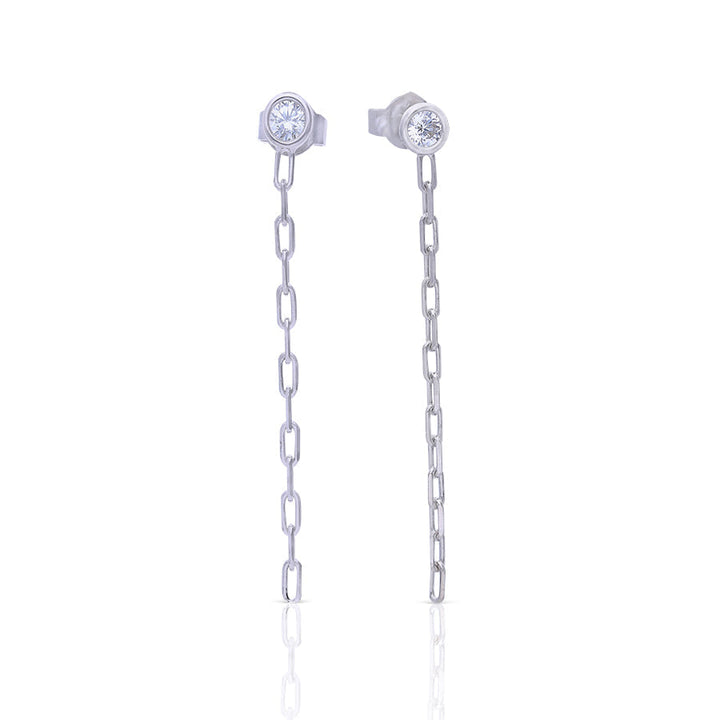 Diamonfire Stud Earrings with Chain Drop