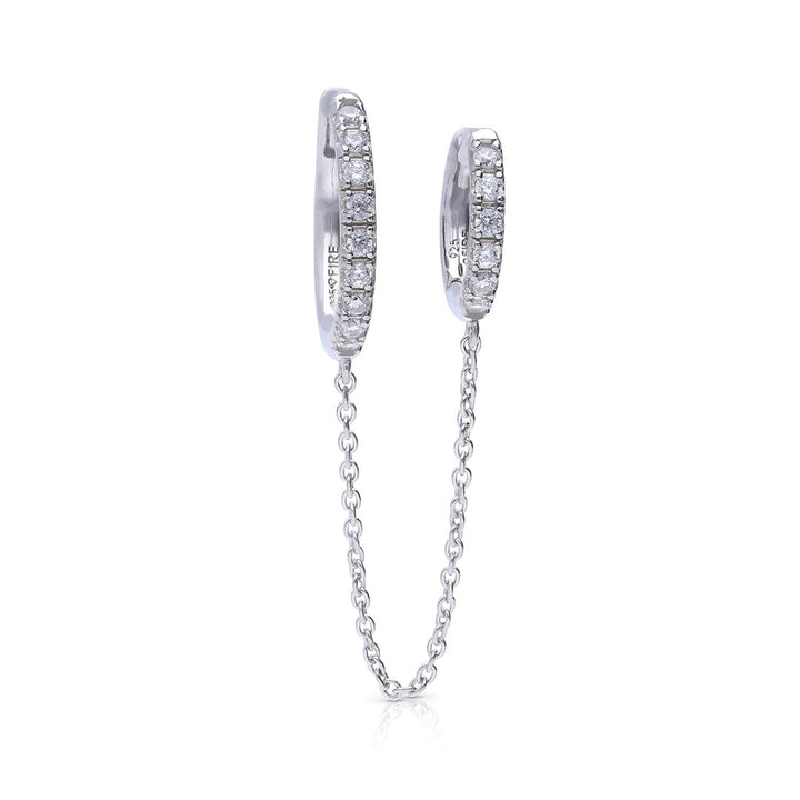 Diamonfire Double Hoop Earring with Chain Connector