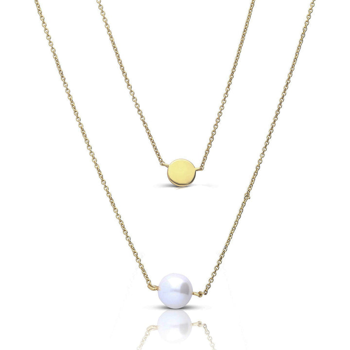 Diamonfire Double Chain Necklace with Shell Pearl