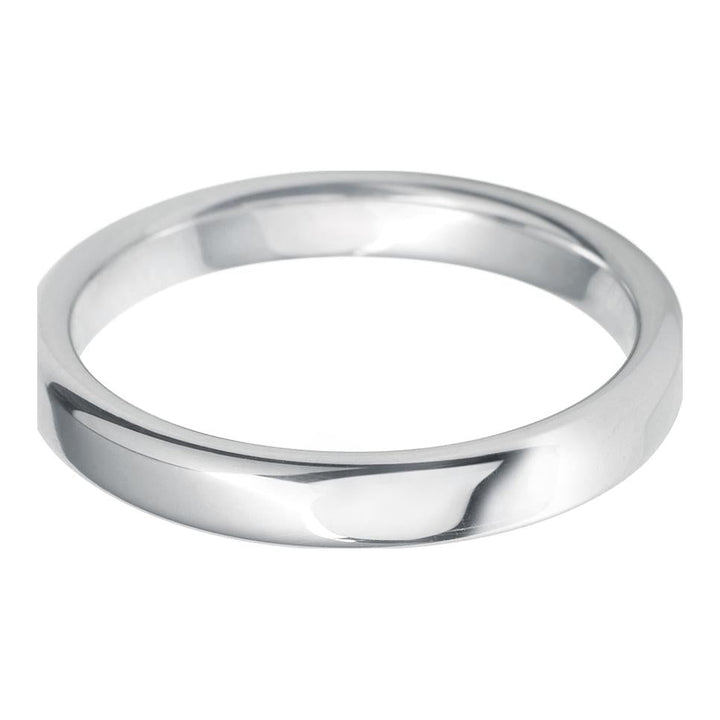 3mm Rounded Flat lightweight Wedding Ring