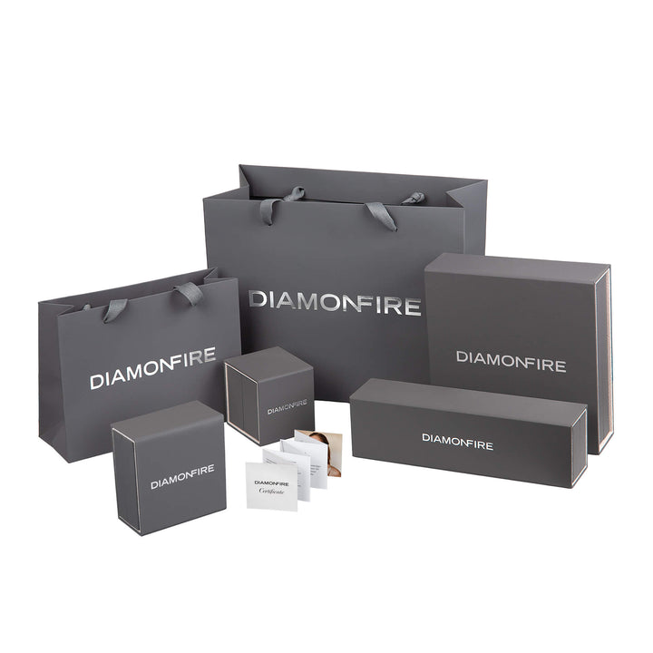 Diamonfire Two Tone Zirconia Hoop Earrings