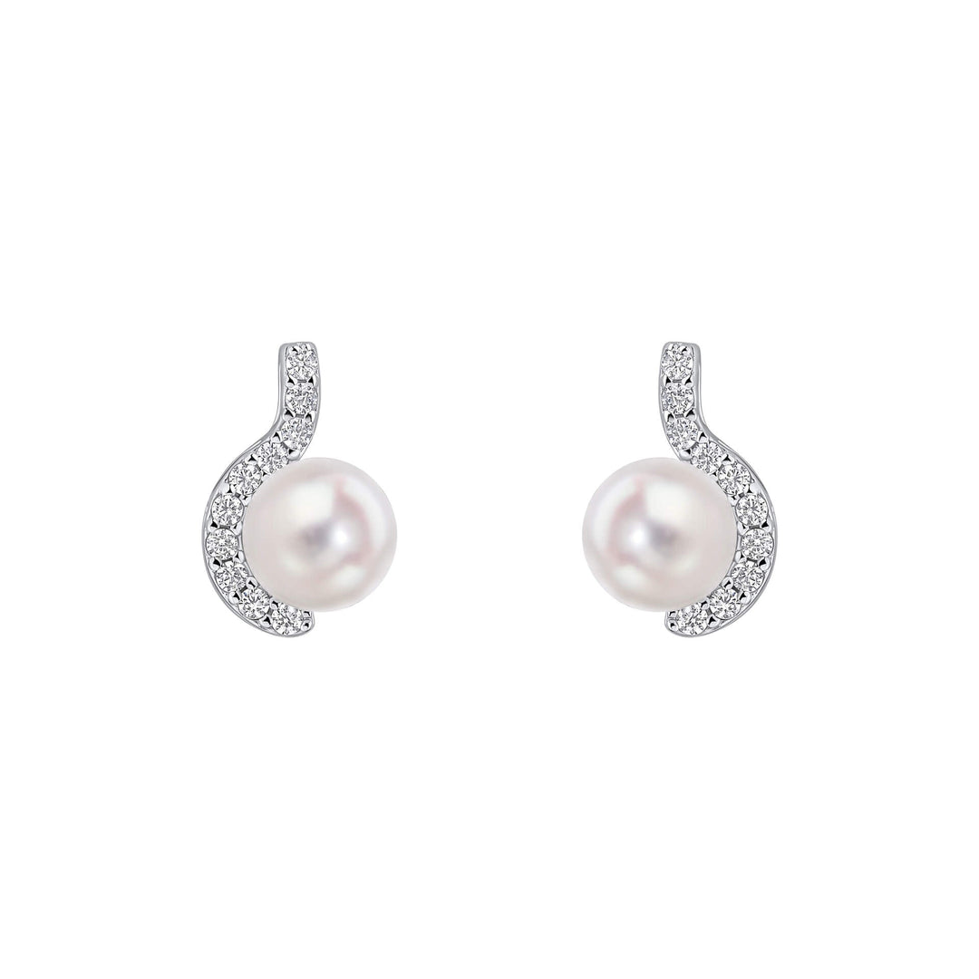 Diamonfire Half Halo Pearl Stud Earrings