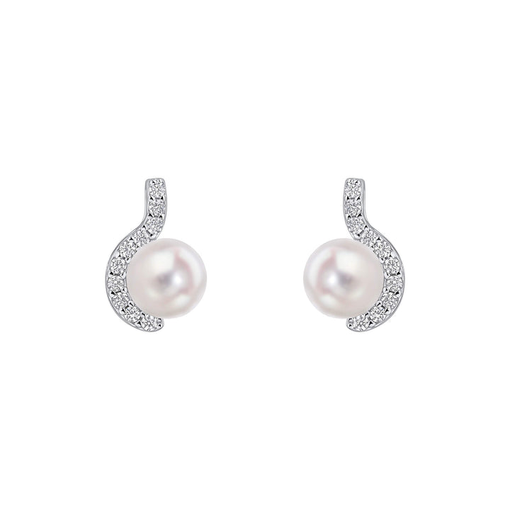 Diamonfire Half Halo Pearl Stud Earrings