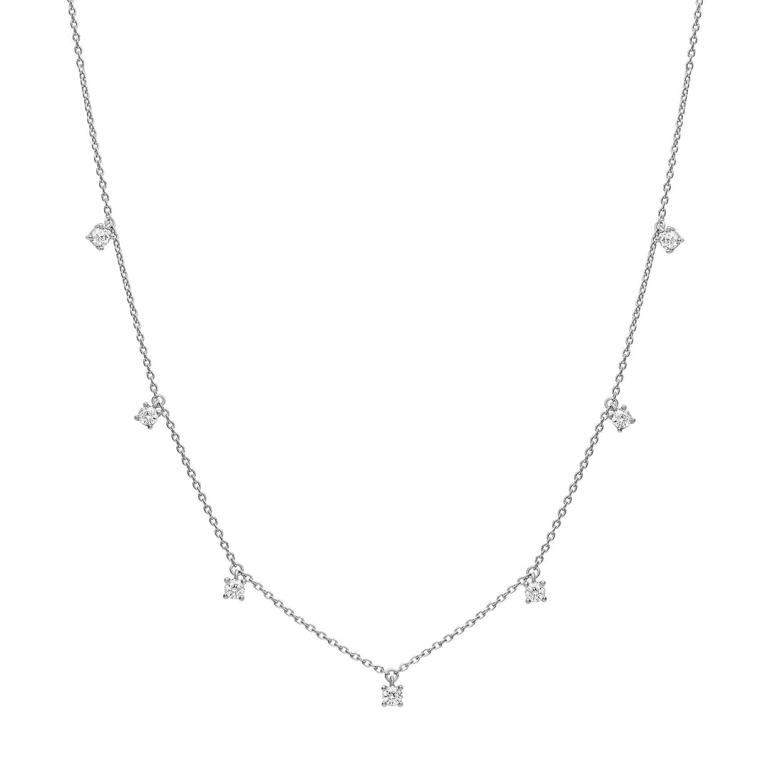 Diamonfire Four Claw Set Zirconia Station Necklace