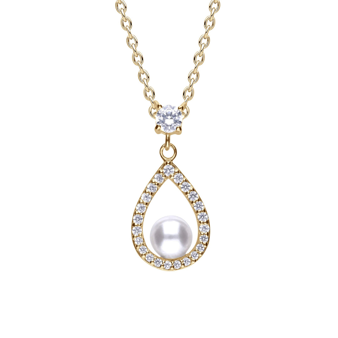Diamonfire Open Halo Teardrop Pendant with Shell Pearl