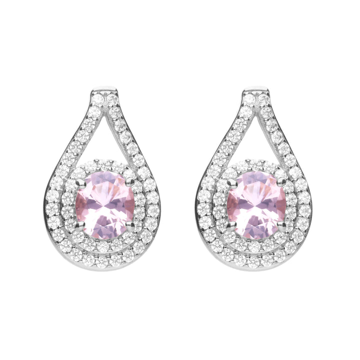 Diamonfire Teardrop Pink Zirconia Stud Earrings