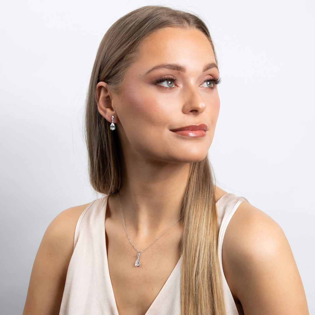 Diamonfire Teardrop and Marquise Drop Pendant