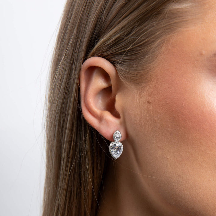 Diamonfire Double Teardrop Statement Earrings