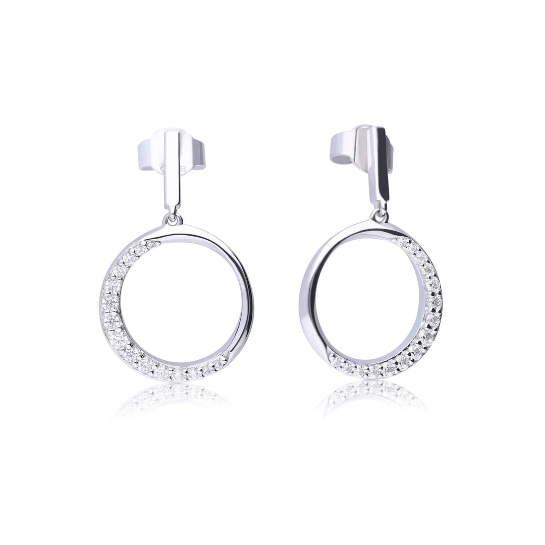 Diamonfire Half Pave Open Circle Earrings