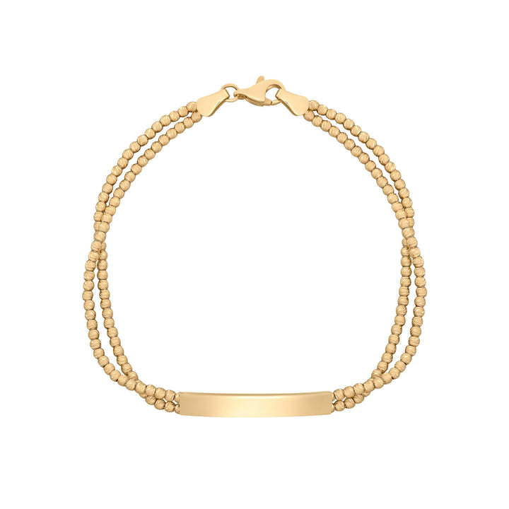 Elements Gold ID Bar Double Bead Chain Bracelet