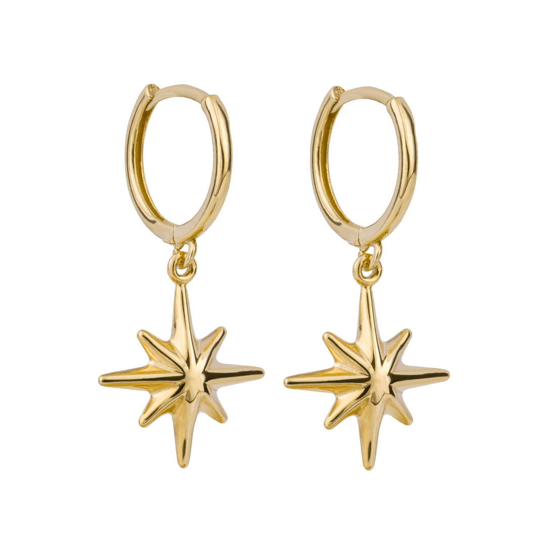 Elements Gold Starburst Charm Hoop Earrings