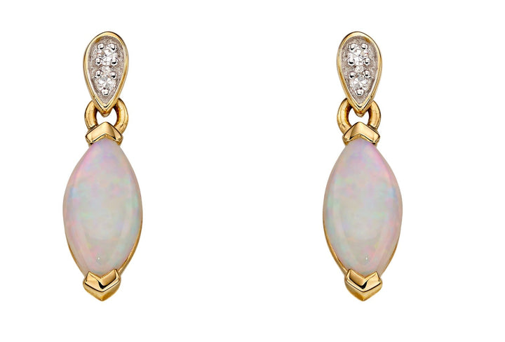 Elements Gold Opal Drop Earrings with Diamond