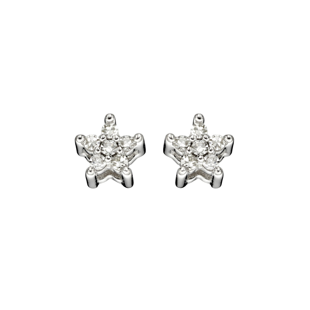 Elements Gold Star Shaped Diamond Stud Earrings