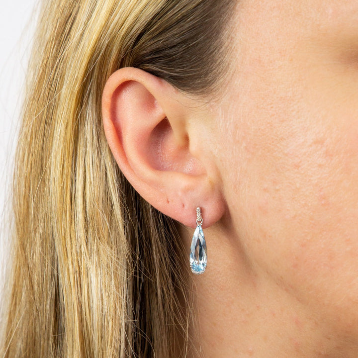 Elements Gold Elongated Semi-Precious Teardrop Earrings with Diamond