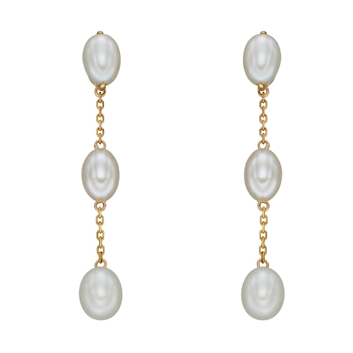 Elements Gold Freshwater Pearl Tier Drop Earrings