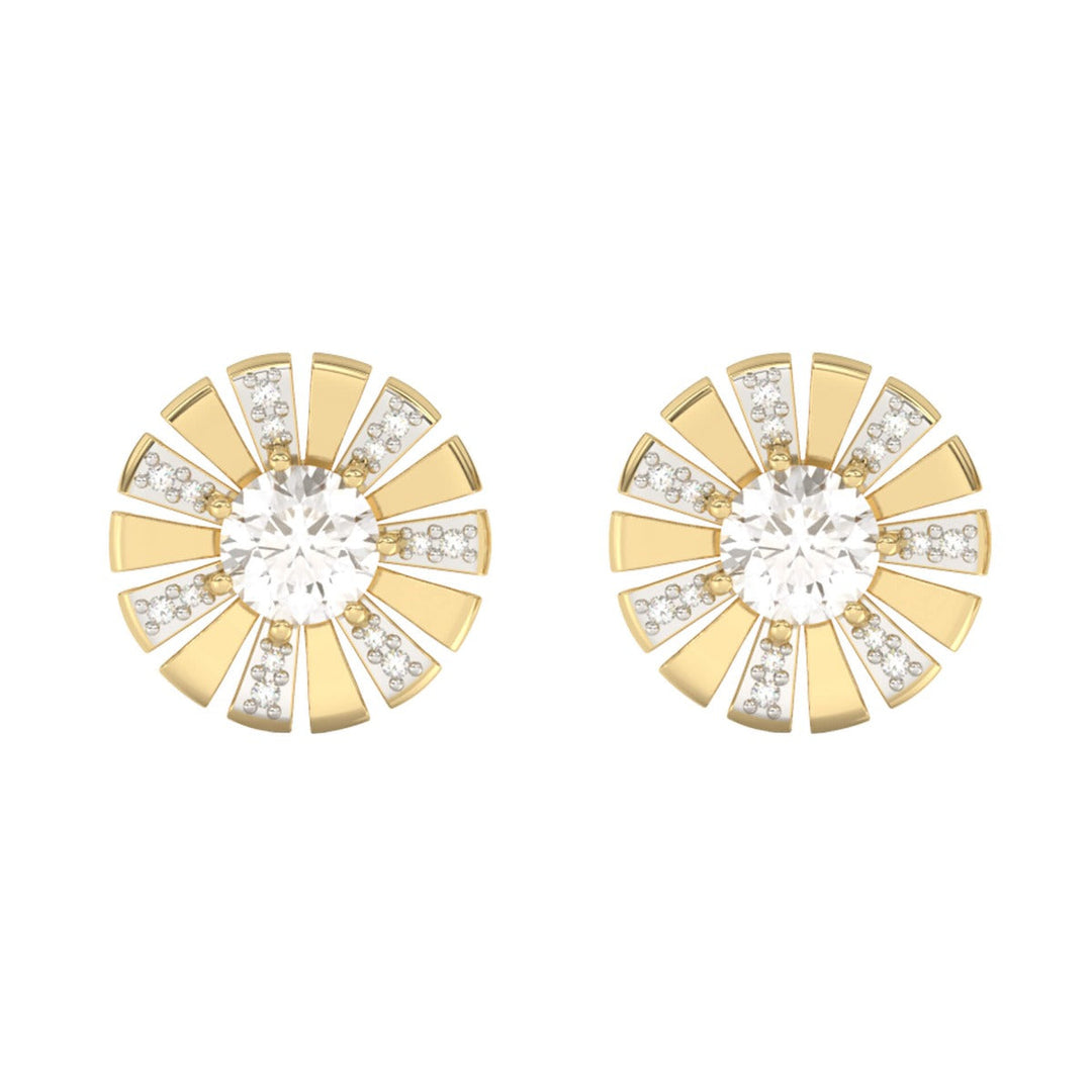 Elements Gold Sunray Earrings with White Topaz and Diamond