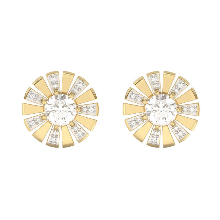 Elements Gold Sunray Earrings with White Topaz and Diamond