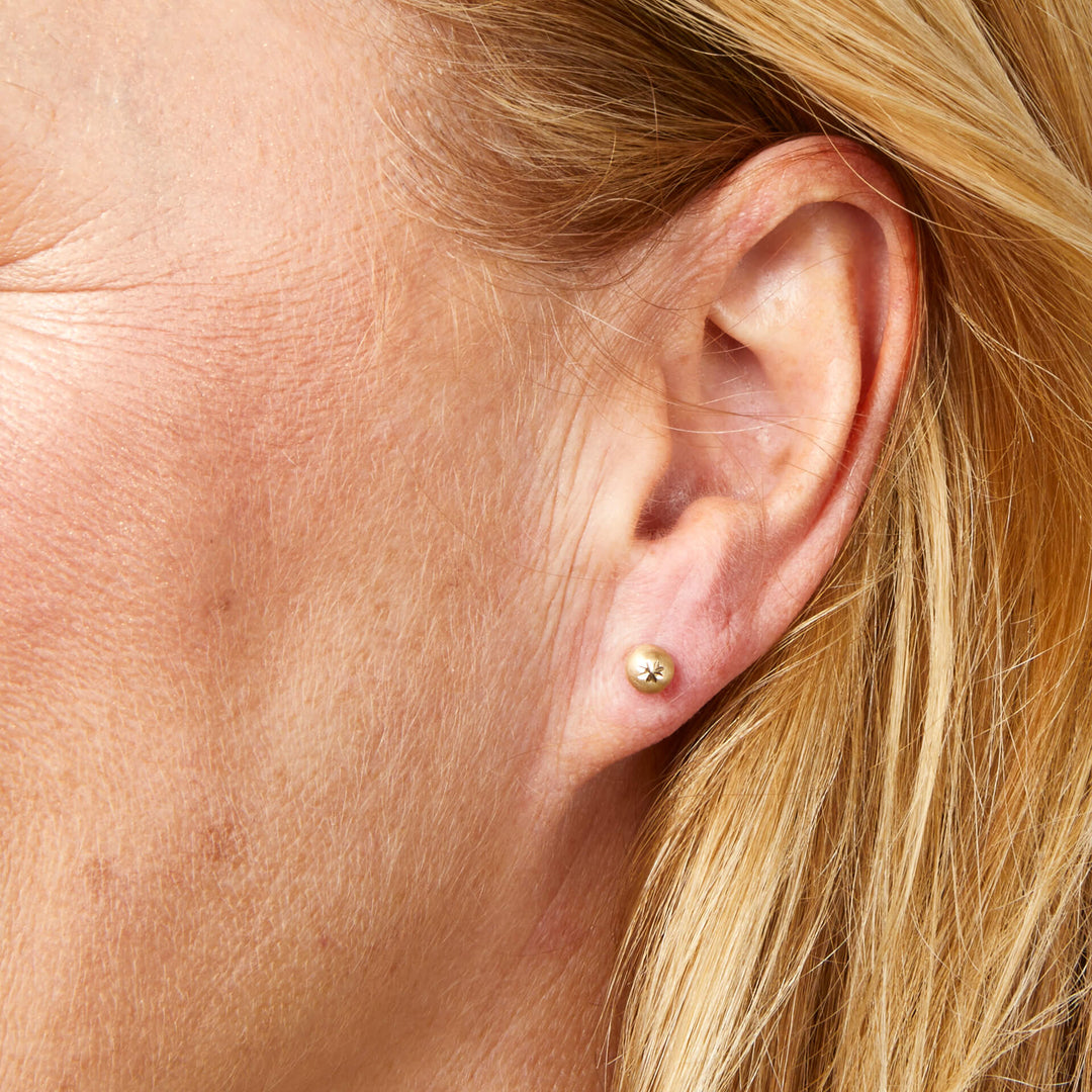 Elements Gold Starburst Detail Ball Stud Earrings