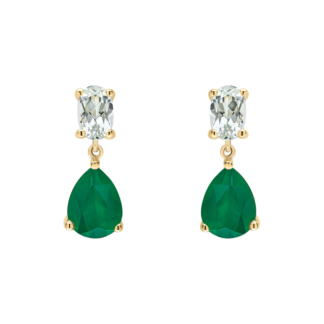 Elements Gold Toi et Moi Amethyst and Onyx Drop Earrings