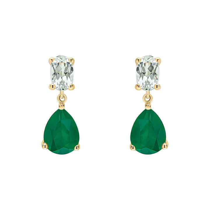 Elements Gold Toi et Moi Amethyst and Onyx Drop Earrings