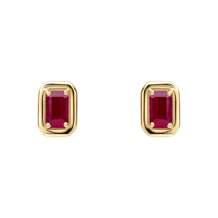 Elements Gold Chunky Border Precious Stone Stud Earrings