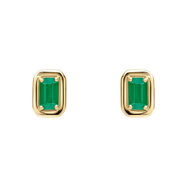 Elements Gold Chunky Border Precious Stone Stud Earrings