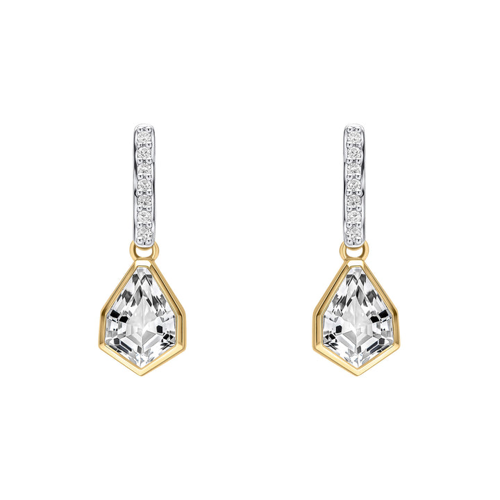Elements Gold Shield Cut Topaz Drop Earrings