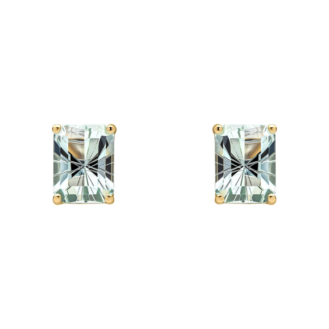 Elements Gold Octagonal Fancy Cut Amethyst Stud Earrings