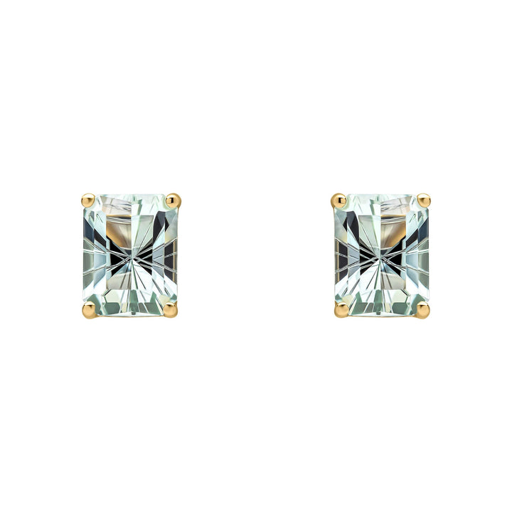 Elements Gold Octagonal Fancy Cut Amethyst Stud Earrings