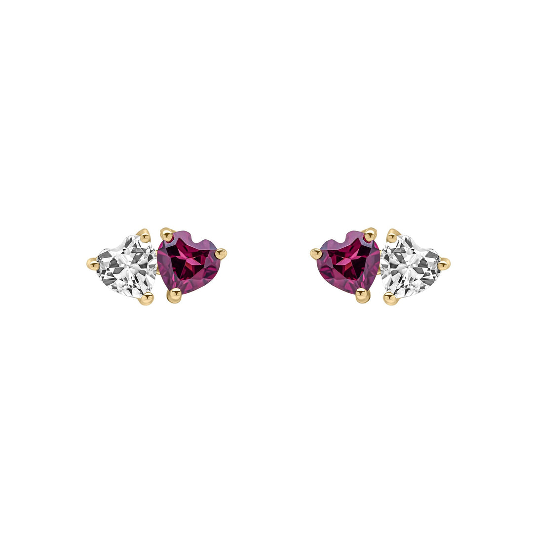 Elements Gold Toi et Moi Heart Stud Earrings