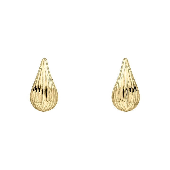 Elements Gold Ridged Teardrop Stud Earrings