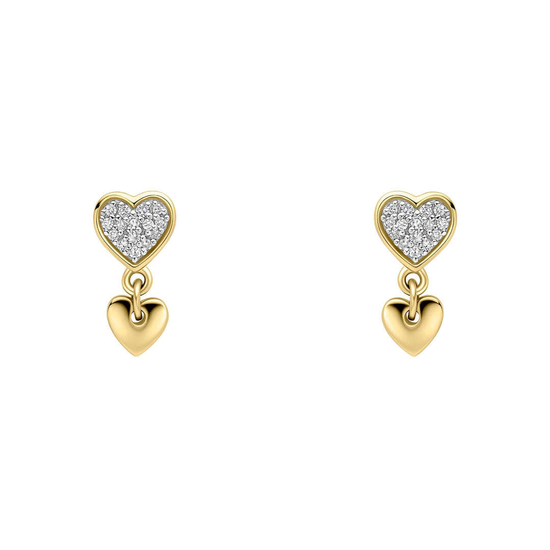 Elements Gold Double Heart Drop Earrings