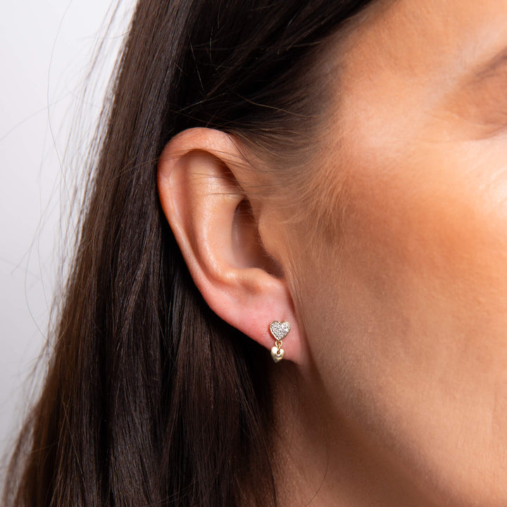 Elements Gold Double Heart Drop Earrings
