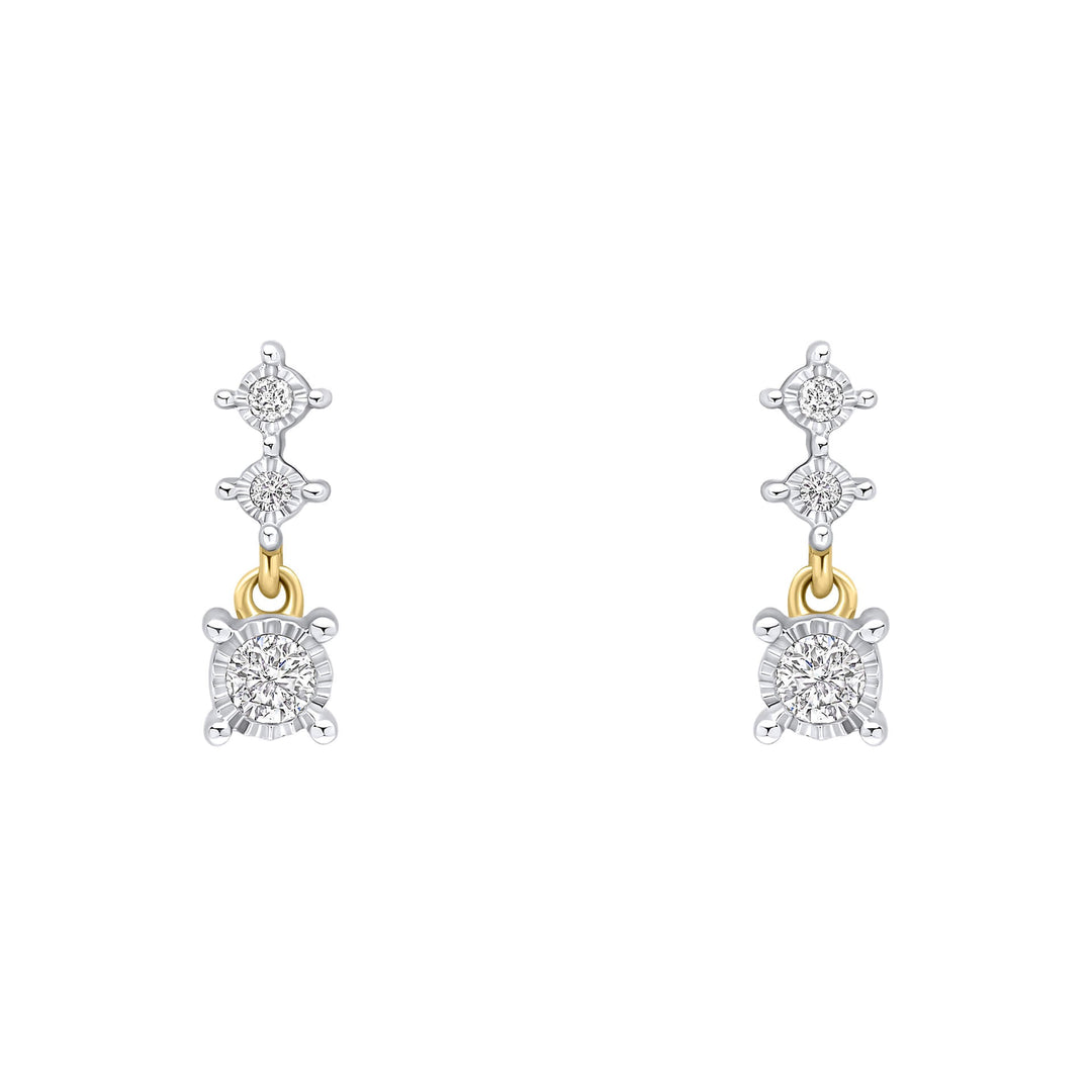 Elements Gold Diamond Trilogy Drop Earrings