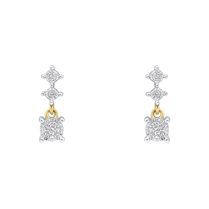 Elements Gold Diamond Trilogy Drop Earrings