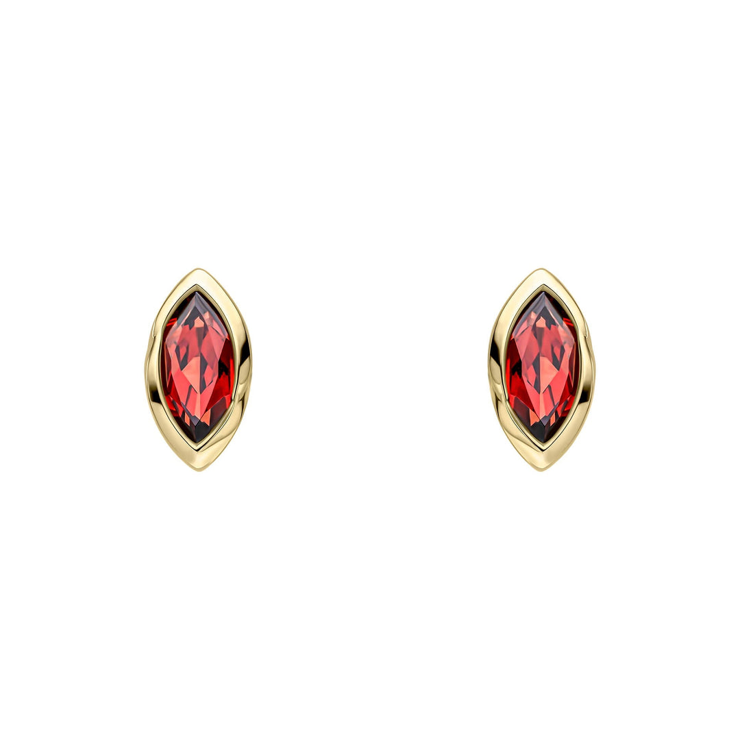 Elements Gold Marquise Garnet Stud Earrings