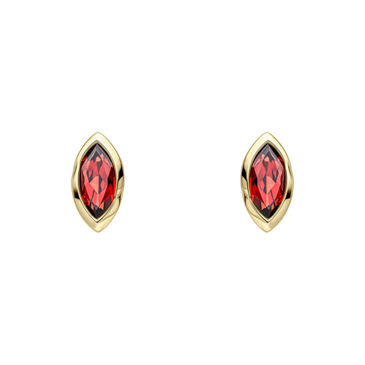 Elements Gold Marquise Garnet Stud Earrings