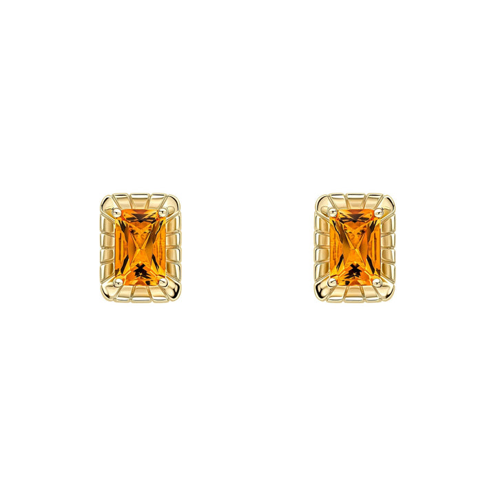 Elements Gold Detailed Octagon Citrine Stud Earrings