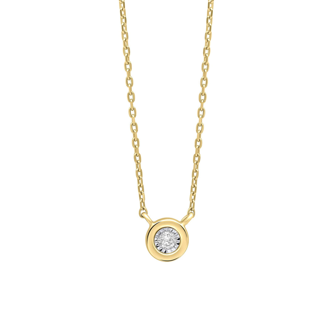 Elements Gold Rounded Bezel Diamond Necklace