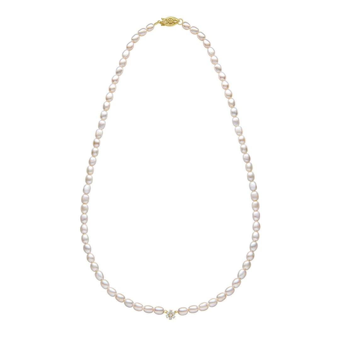 Elements Gold Seed Pearl and Flower Necklace