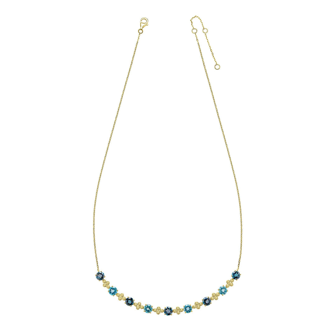 Elements Gold Ornate Blue Topaz Necklace