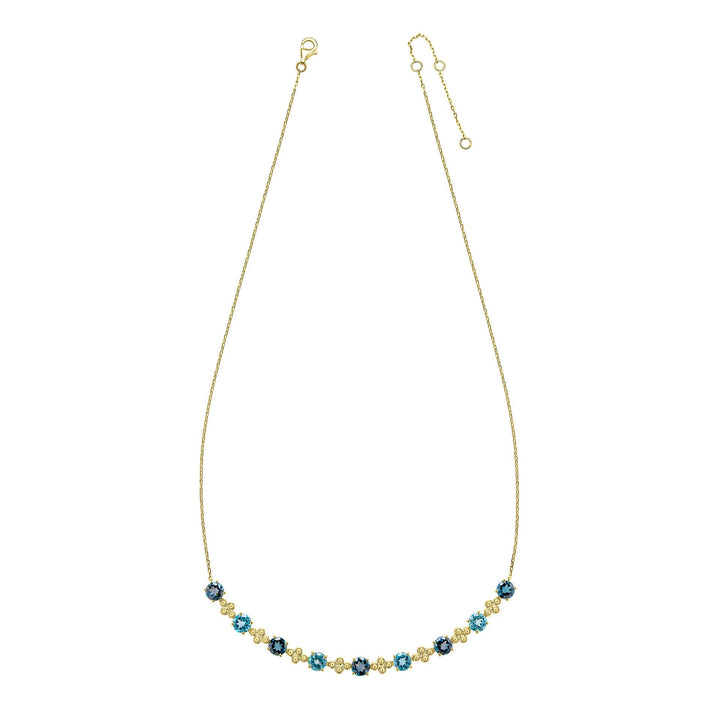 Elements Gold Ornate Blue Topaz Necklace