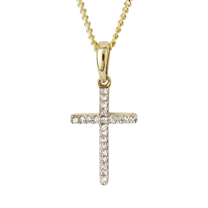 Elements Gold Cross Pendant with Diamond