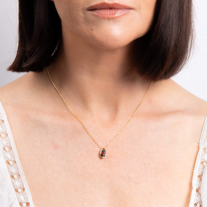 Elements Gold Marquise Garnet Pendant