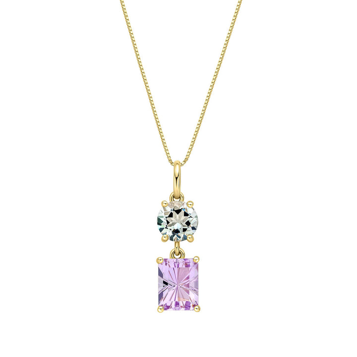 Elements Gold Toi et Moi Quartz and Amethyst Pendant