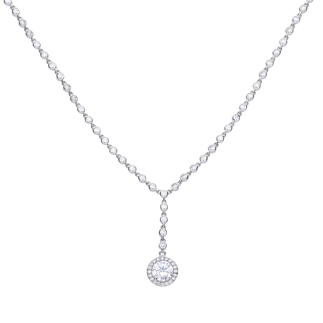 Diamonfire Pave Set Zirconia Drop Necklace