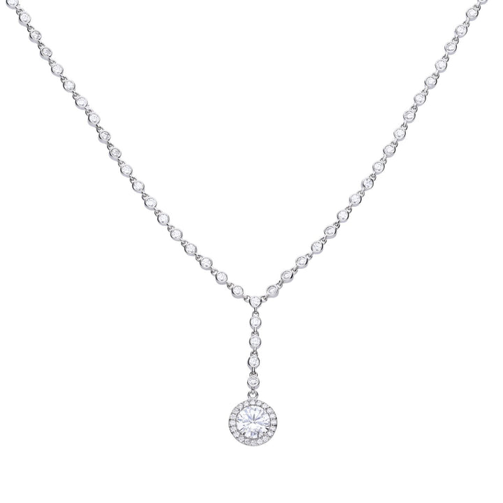 Diamonfire Pave Set Zirconia Drop Necklace