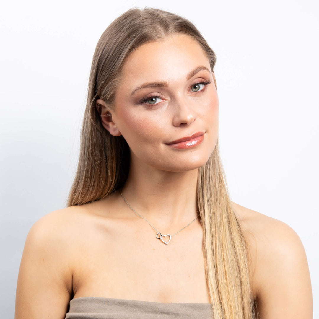 Diamonfire Linked Double Heart Necklace